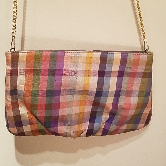 Vintage Handbags - Vintage multi color raw silk purse